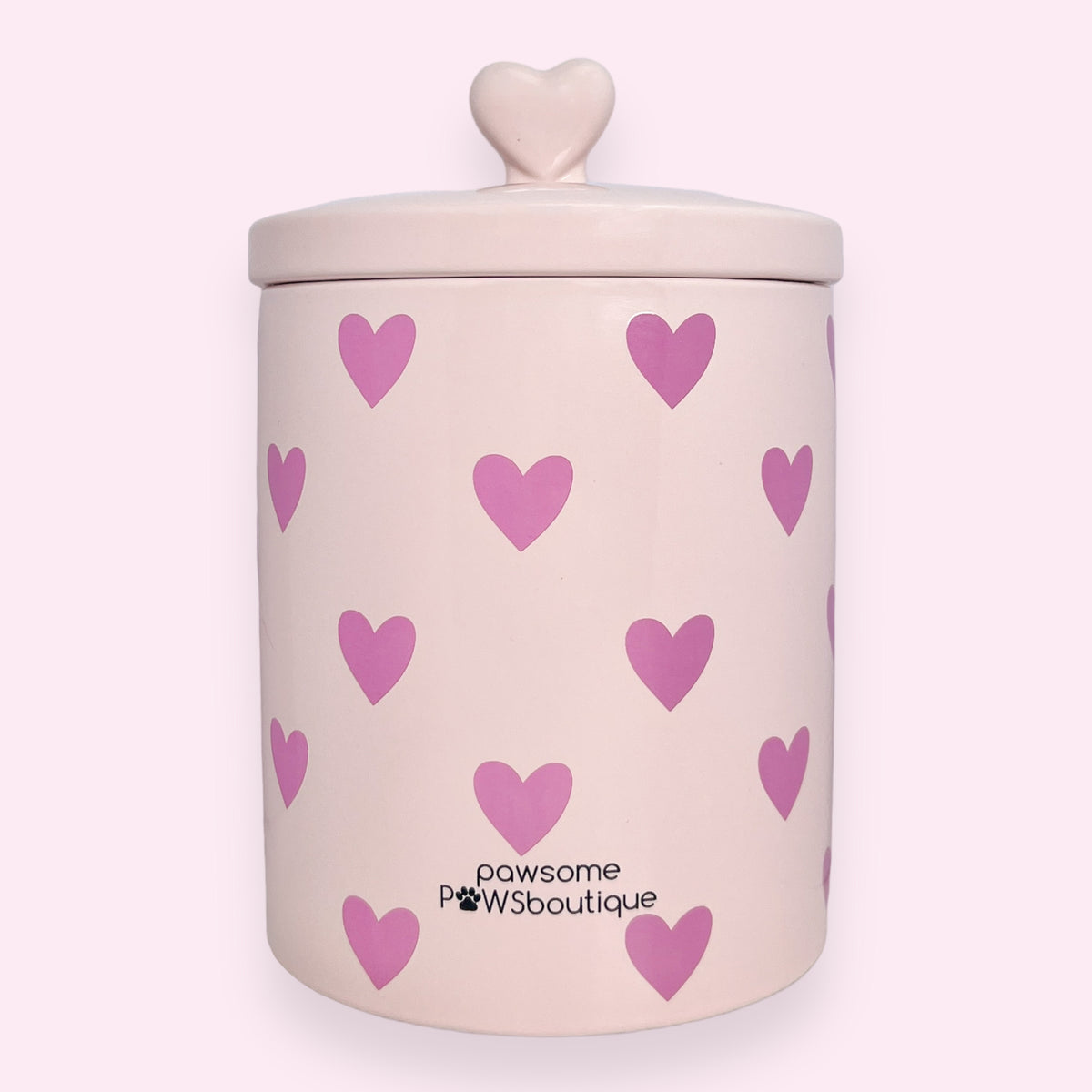 Ceramic Treat Jar - Pink Hearts