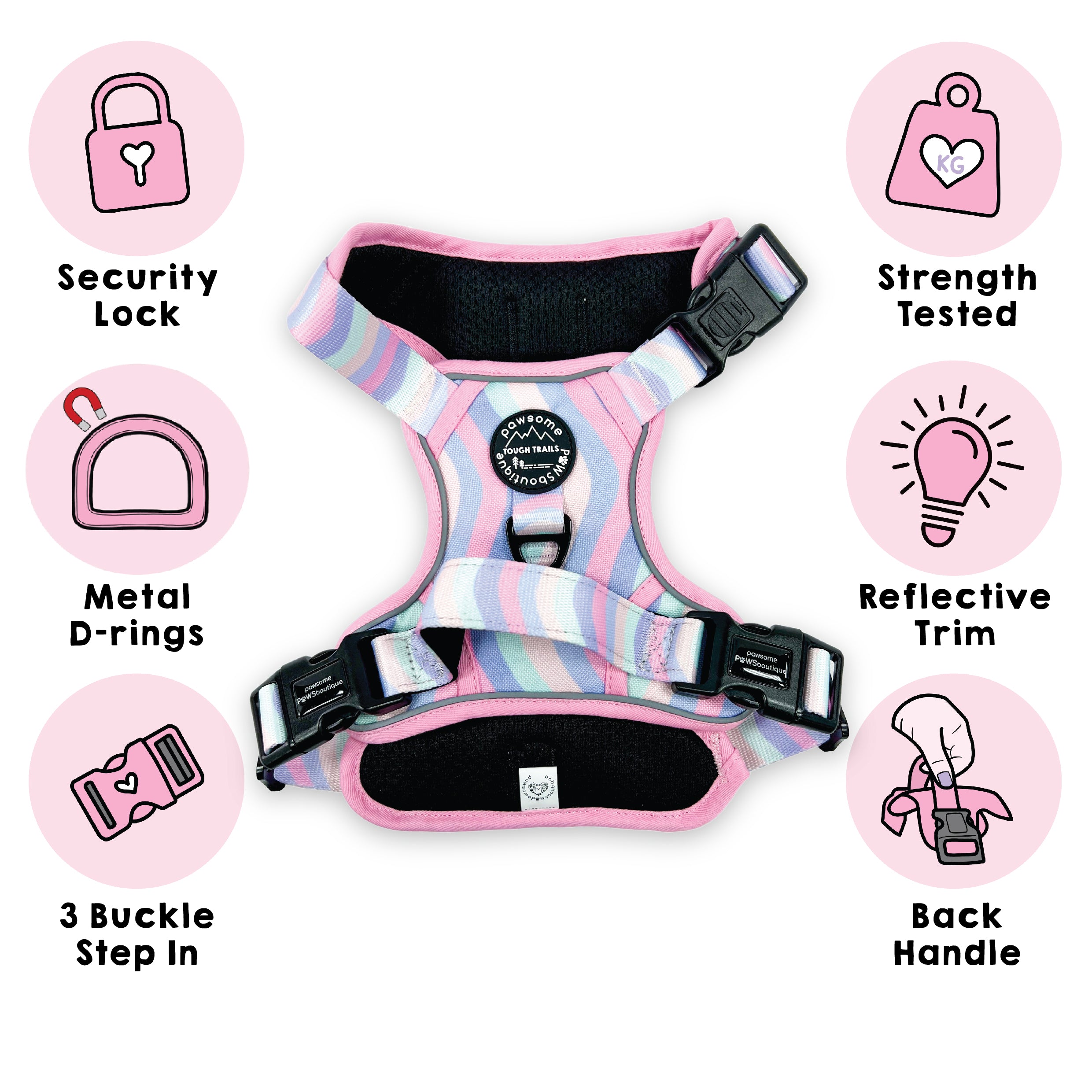 Tough Trails™ Harness - PPB Pastel Swirl – Pawsome Paws Boutique