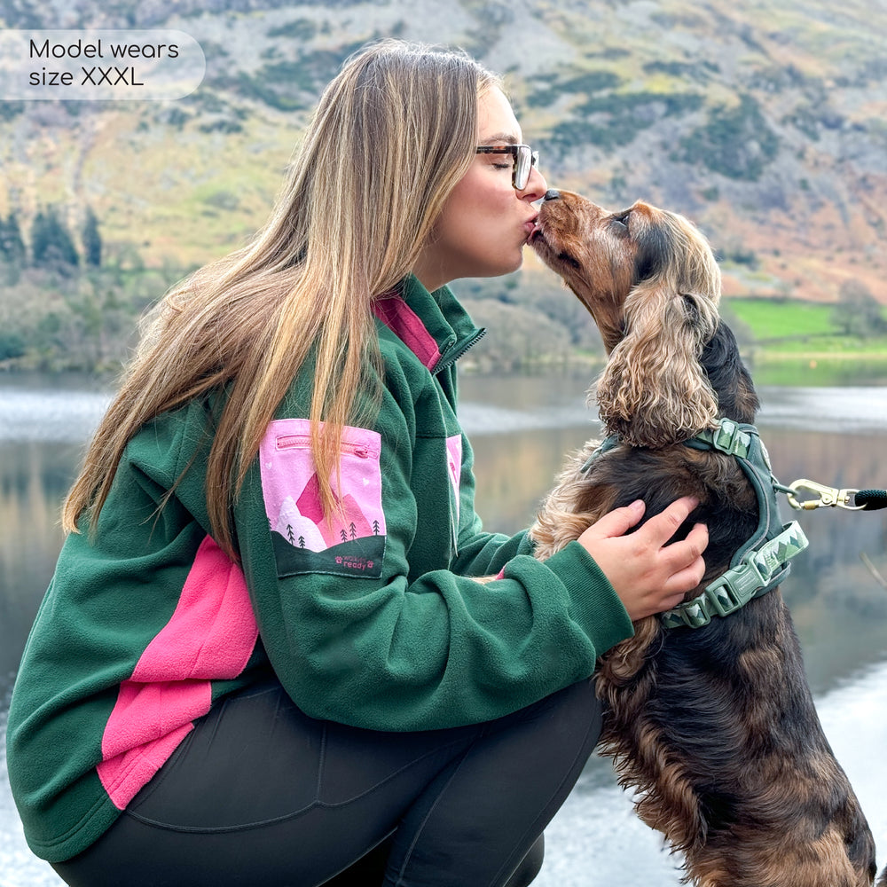 1/4 Zip Fleece - Walkies Ready® Fleece - Pink/Green