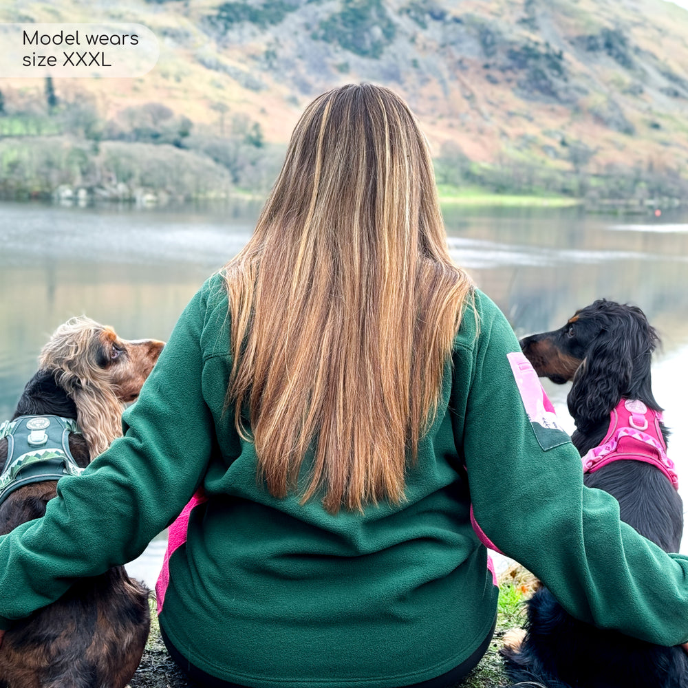 1/4 Zip Fleece - Walkies Ready® Fleece - Pink/Green