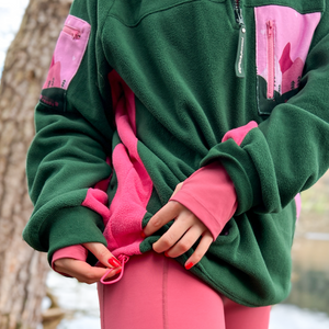 1/4 Zip Fleece - Walkies Ready® Fleece - Pink/Green