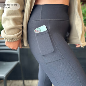 Ribbed Leggings - Charcoal
