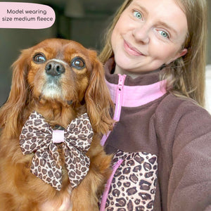 1/4 Zip Fleece  -Leopard Print