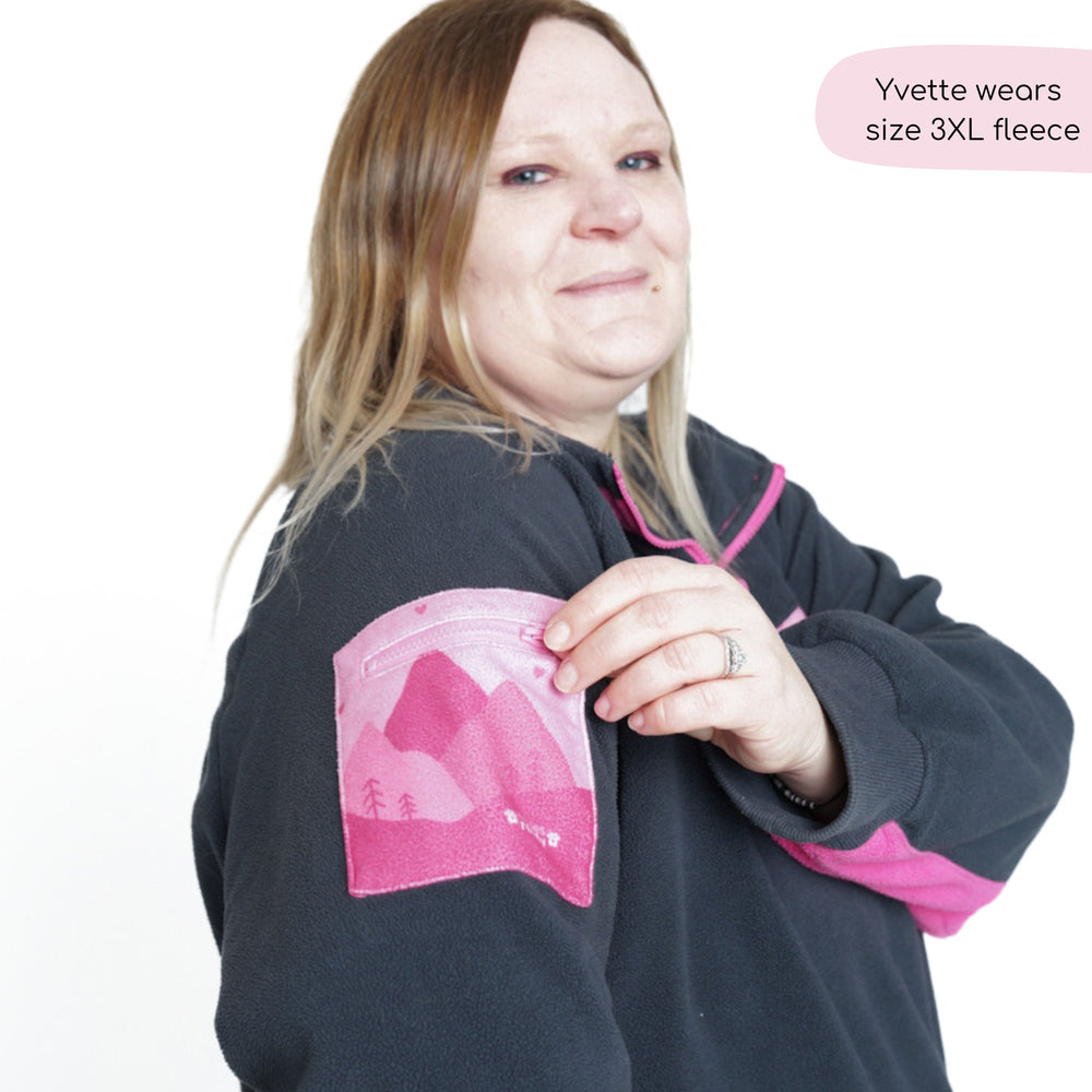 1/4 Zip Fleece - Walkies Ready® Fleece - Charcoal/Pink