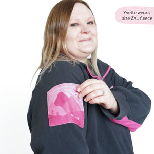 1/4 Zip Fleece - Walkies Ready® Fleece - Charcoal/Pink