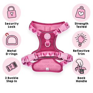 Tough Trails™ Harness - Walkies Ready® Raspberry Pink