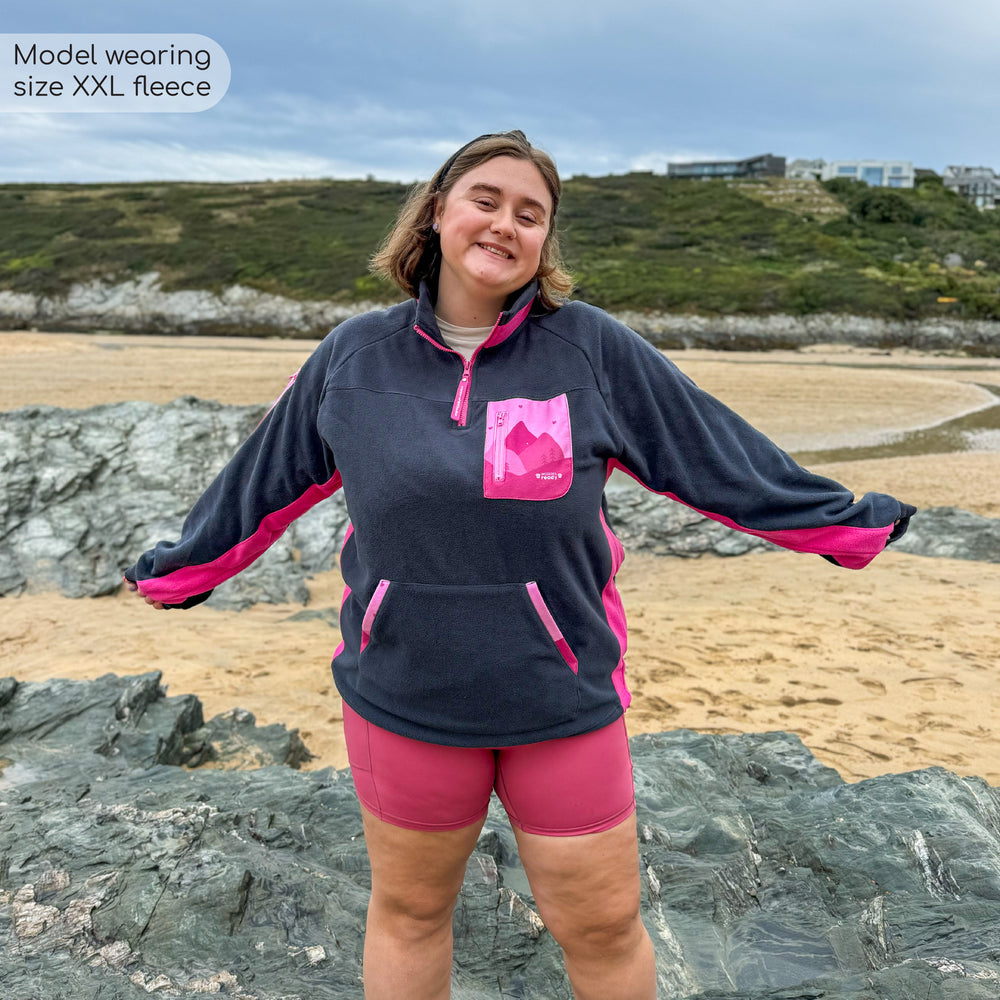 1/4 Zip Fleece - Walkies Ready® Fleece - Charcoal/Pink