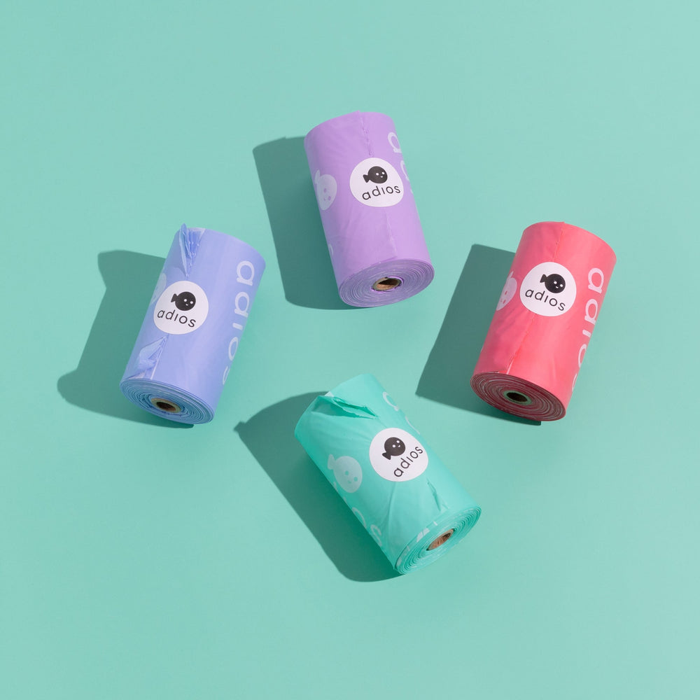 Adios Compostable Dog Poo Bags Rainbow (120 Bags)