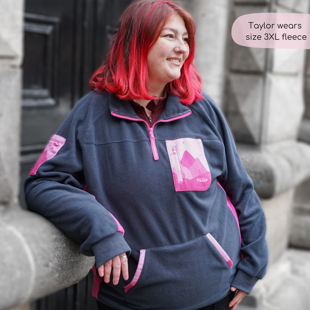 1/4 Zip Fleece - Walkies Ready® Fleece - Charcoal/Pink