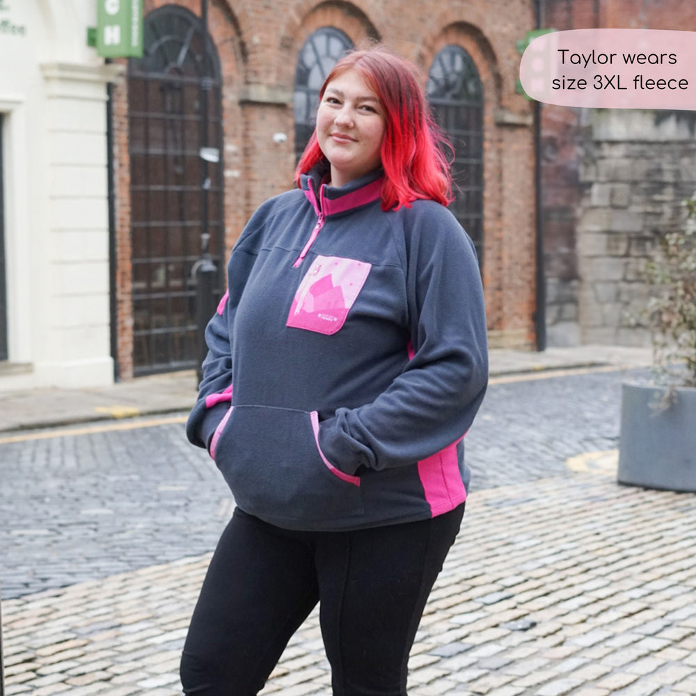 1/4 Zip Fleece - Walkies Ready® Fleece - Charcoal/Pink