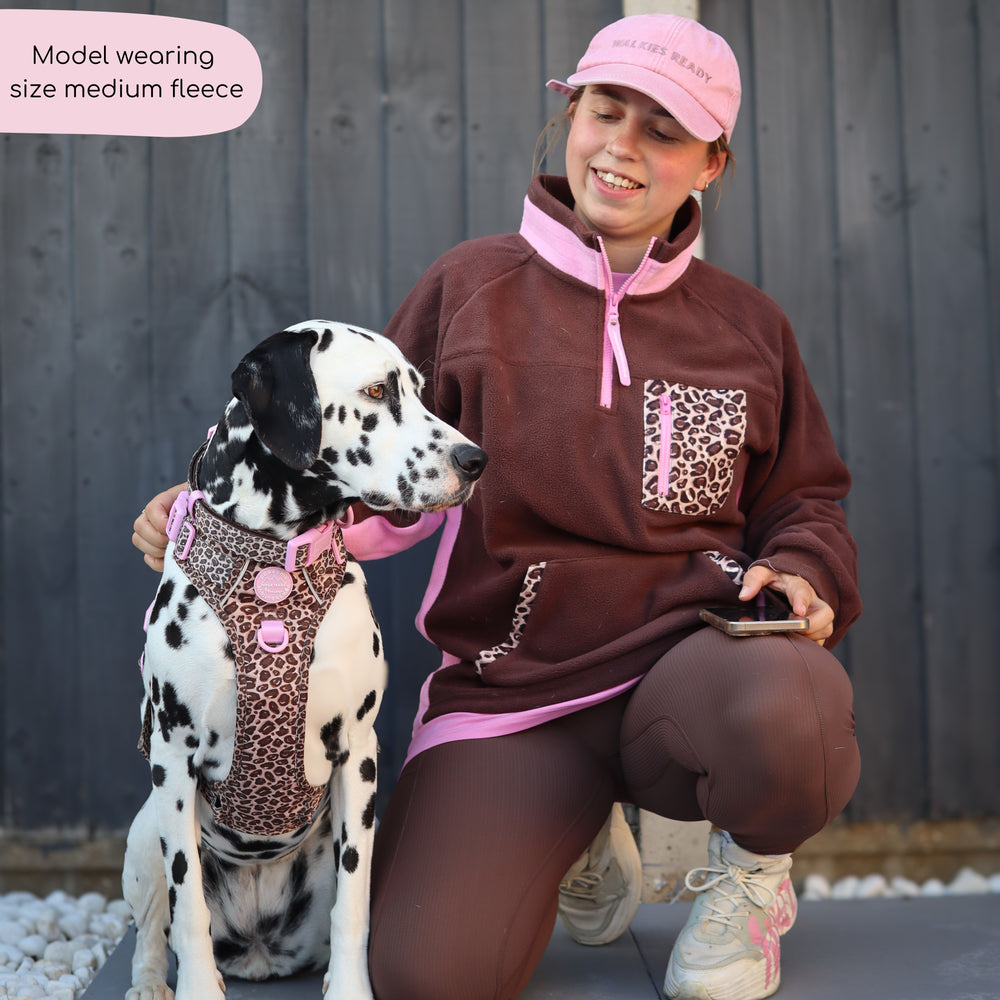 1/4 Zip Fleece  -Leopard Print