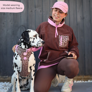 1/4 Zip Fleece  -Leopard Print