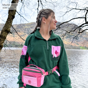 1/4 Zip Fleece - Walkies Ready® Fleece - Pink/Green