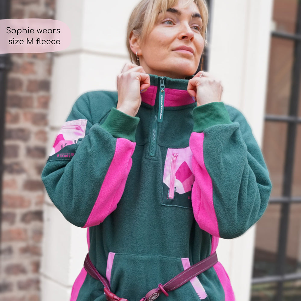 1/4 Zip Fleece - Walkies Ready® Fleece - Pink/Green