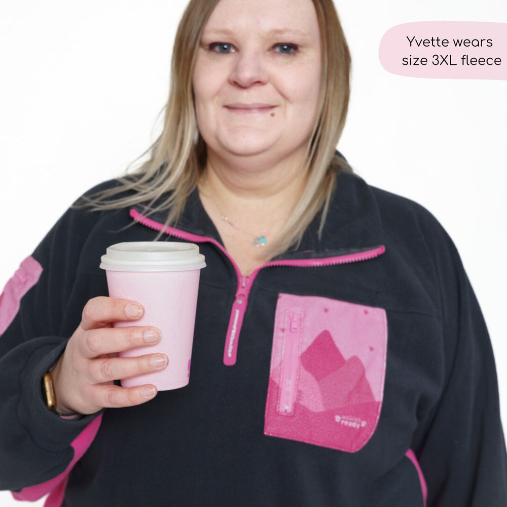 1/4 Zip Fleece - Walkies Ready® Fleece - Charcoal/Pink