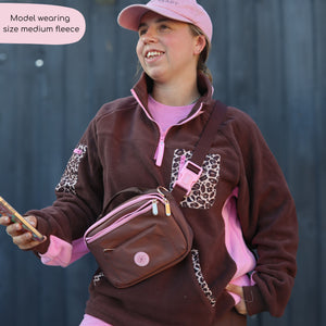 1/4 Zip Fleece  -Leopard Print