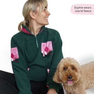 1/4 Zip Fleece - Walkies Ready® Fleece - Pink/Green