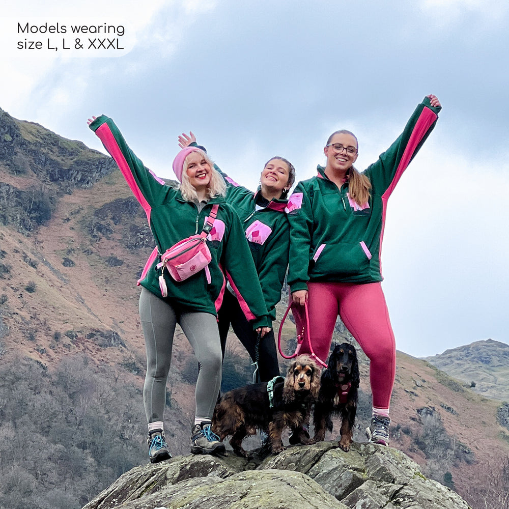 1/4 Zip Fleece - Walkies Ready® Fleece - Pink/Green