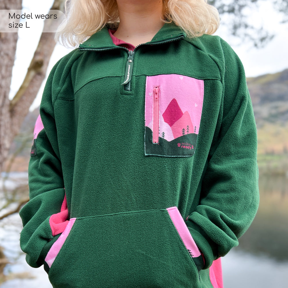 1/4 Zip Fleece - Walkies Ready® Fleece - Pink/Green