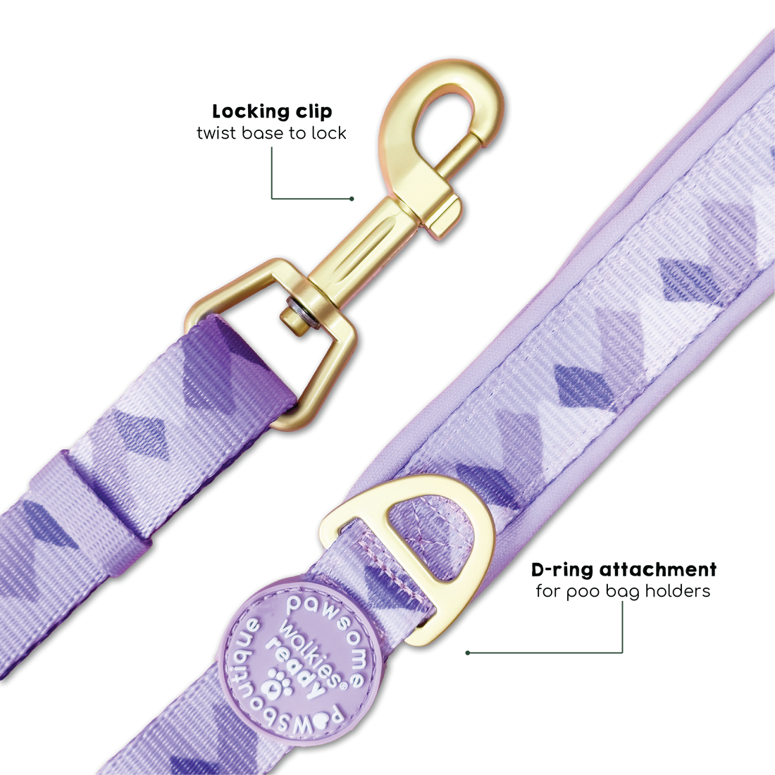 AdjustFit Lead - Walkies Ready® Lavender Lilac