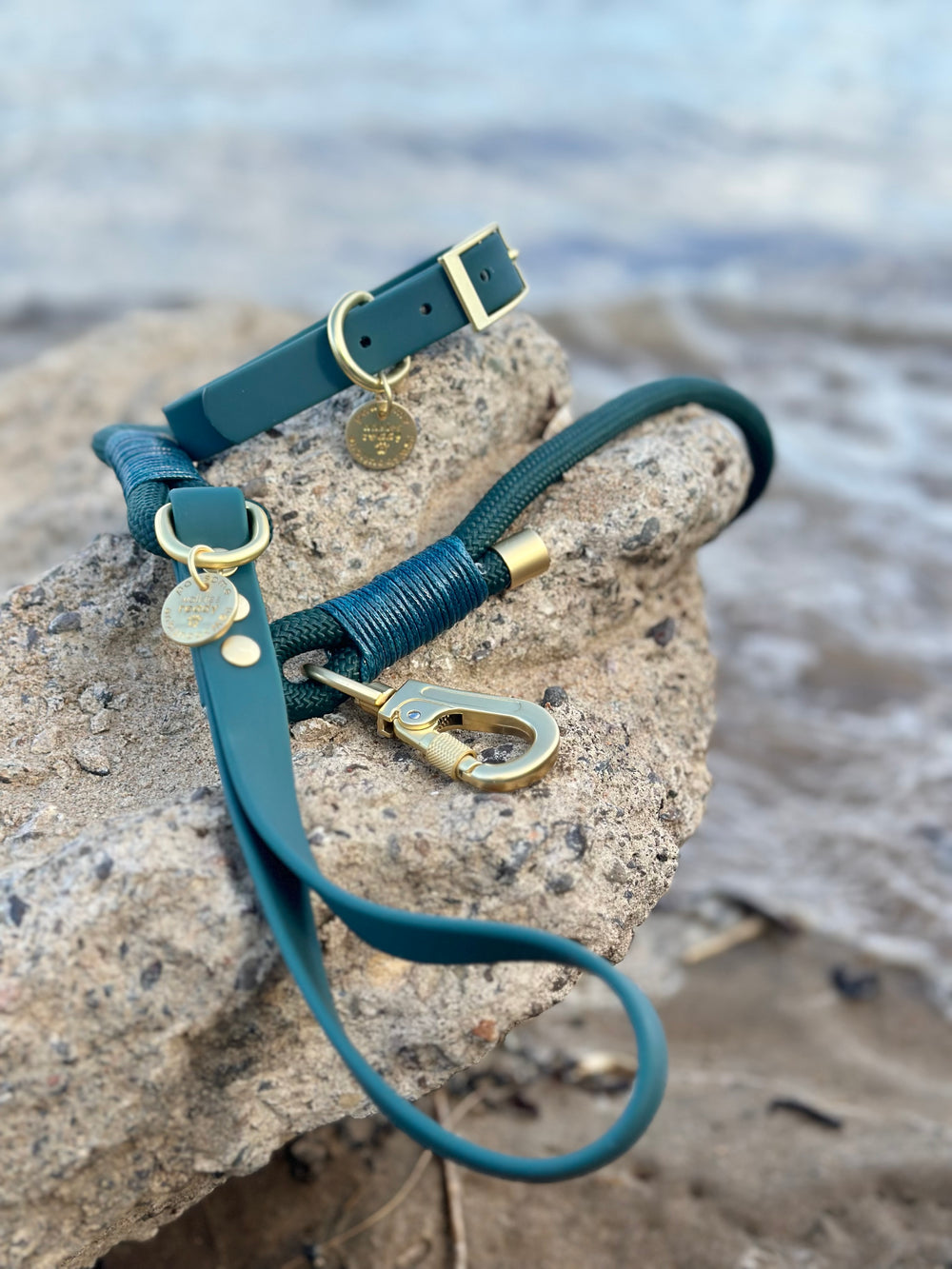 Waterproof Collar -  Jade (Gold Hardware)
