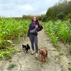 1/4 Zip Fleece - Walkies Ready® Fleece - Charcoal/Pink