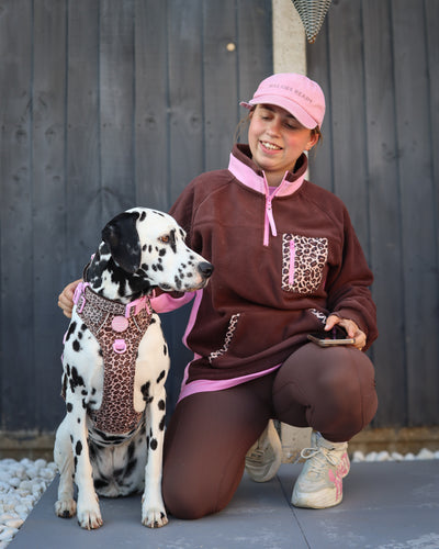 1/4 Zip Fleece - Leopard Print