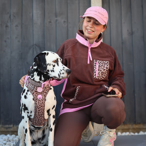 1/4 Zip Fleece  -Leopard Print