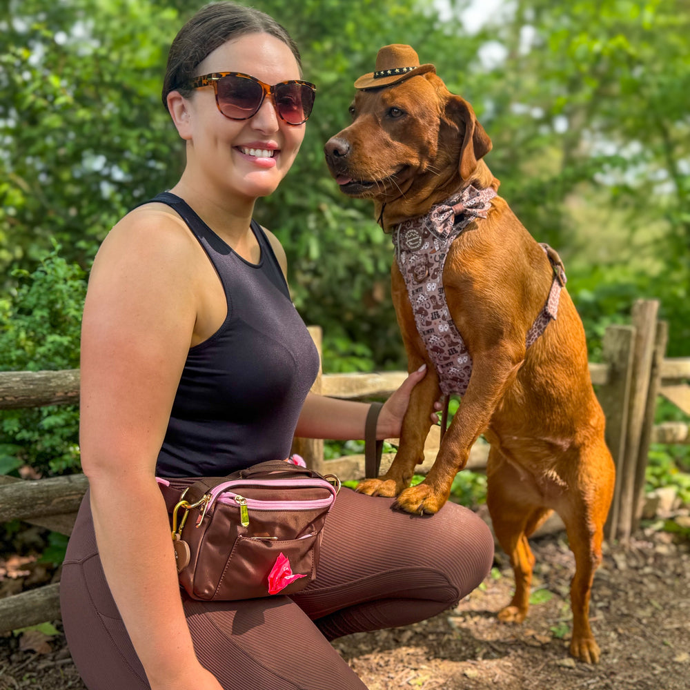 All In One Bumbag - Brown + Pink