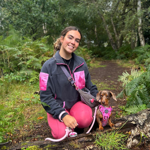1/4 Zip Fleece - Walkies Ready® Fleece - Charcoal/Pink