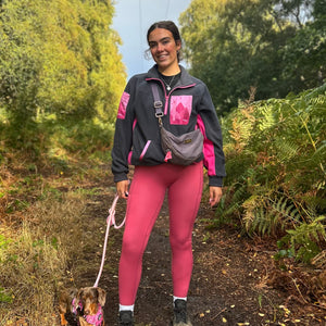 1/4 Zip Fleece - Walkies Ready® Fleece - Charcoal/Pink