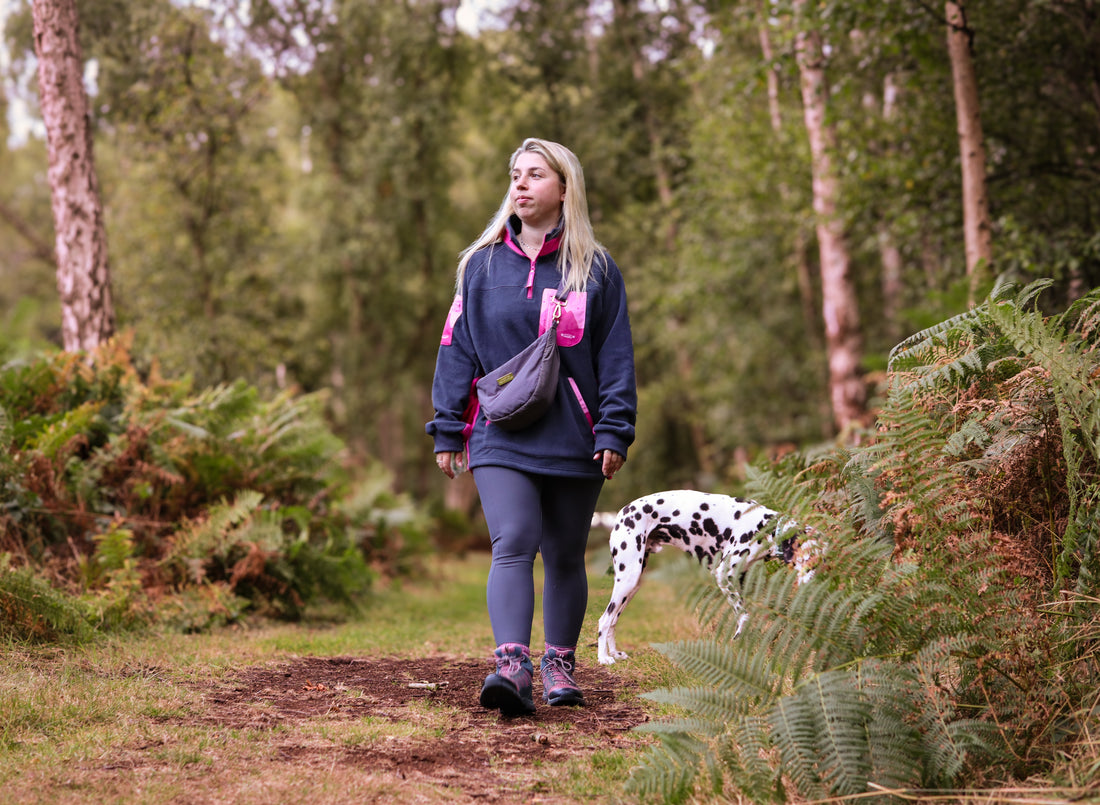 1/4 Zip Fleece - Walkies Ready® Fleece - Charcoal/Pink