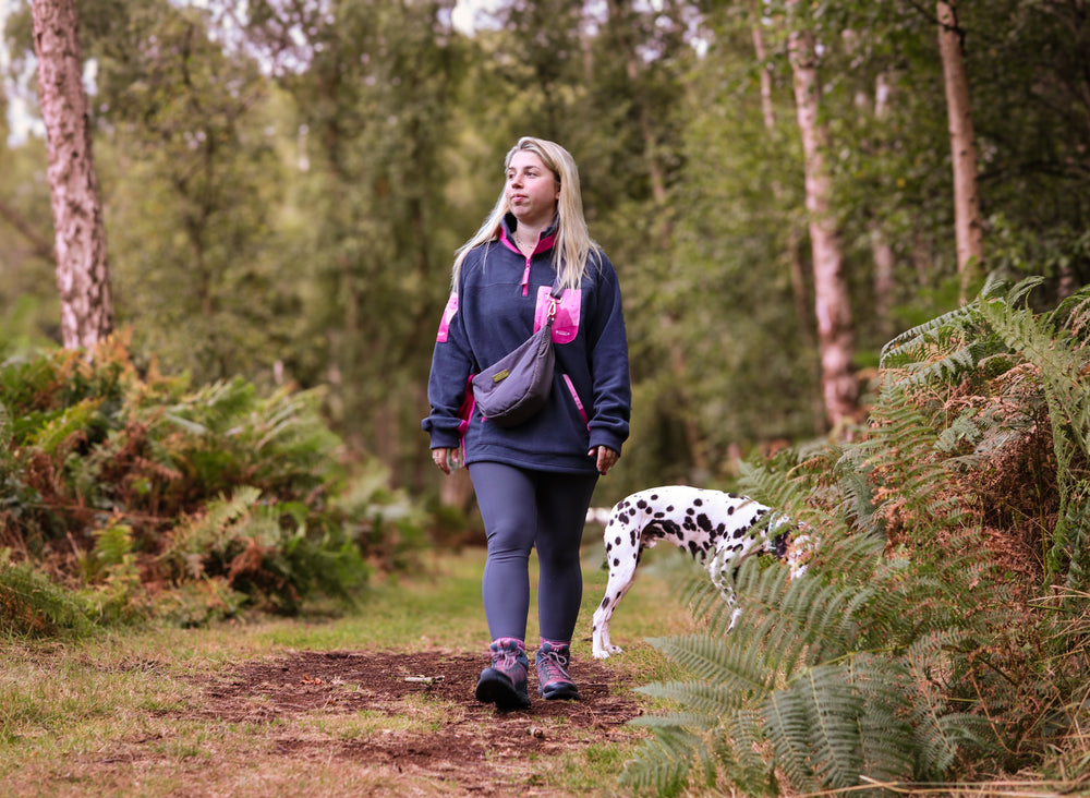 1/4 Zip Fleece - Walkies Ready® Fleece - Charcoal/Pink