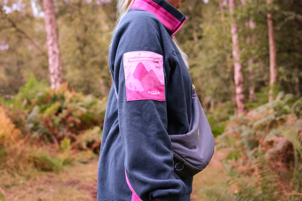 1/4 Zip Fleece - Walkies Ready® Fleece - Charcoal/Pink