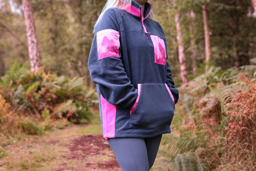 1/4 Zip Fleece - Walkies Ready® Fleece - Charcoal/Pink