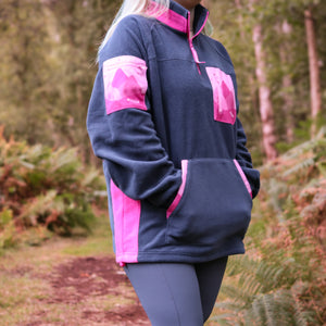 1/4 Zip Fleece - Walkies Ready® Fleece - Charcoal/Pink