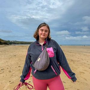 1/4 Zip Fleece - Walkies Ready® Fleece - Charcoal/Pink