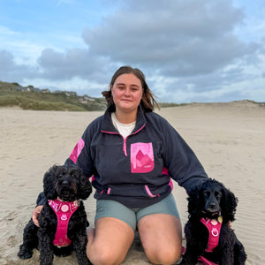 1/4 Zip Fleece - Walkies Ready® Fleece - Charcoal/Pink