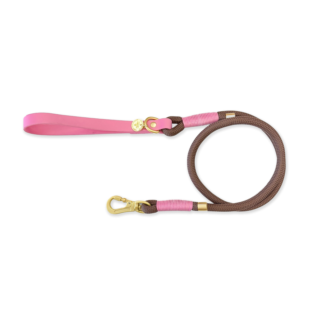 4ft Rope Lead - Brown + Pink