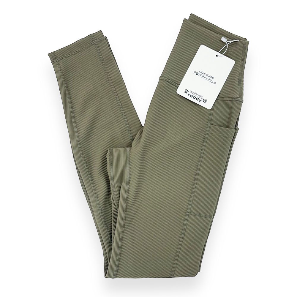 Ribbed Leggings - Olive
