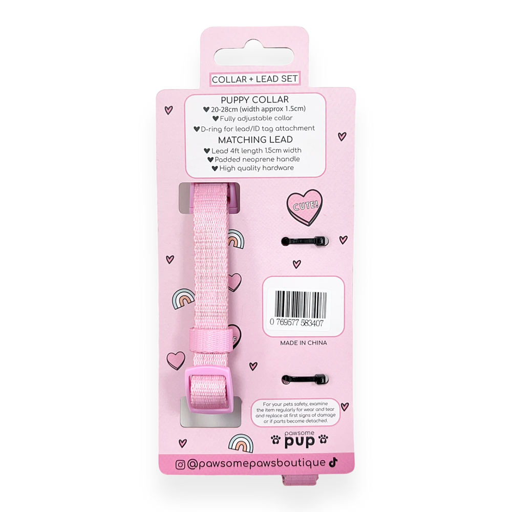 Pawsome Pup Collar and Lead Set - Pink