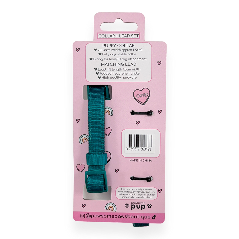 Pawsome Pup Collar and Lead Set - Emerald