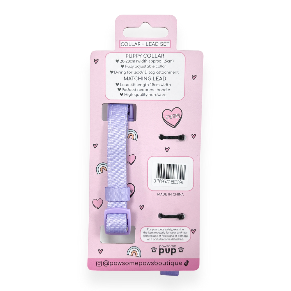 Pawsome Pup Collar and Lead Set - Lilac