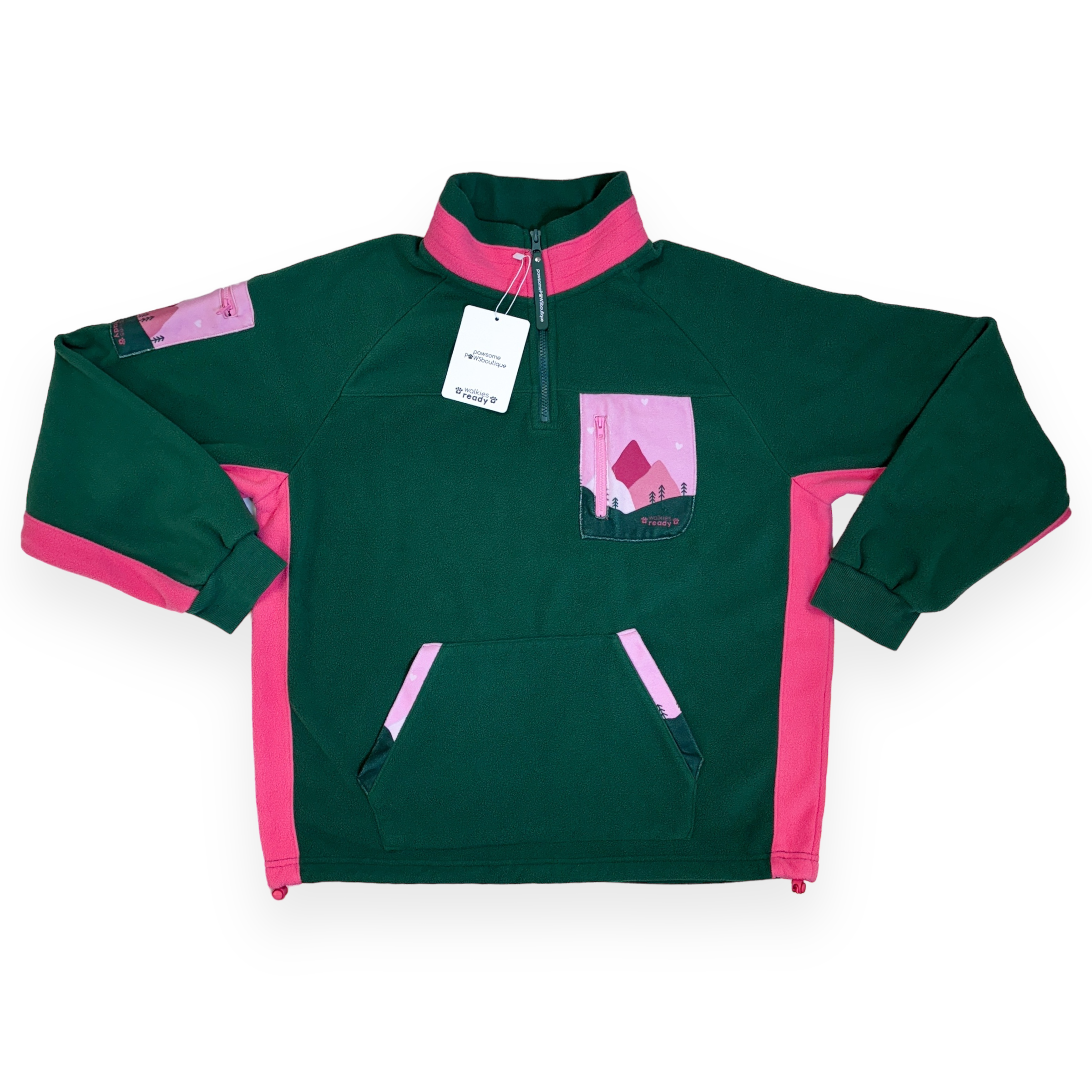 1/4 Zip Fleece - Walkies Ready® Fleece - Pink/Green