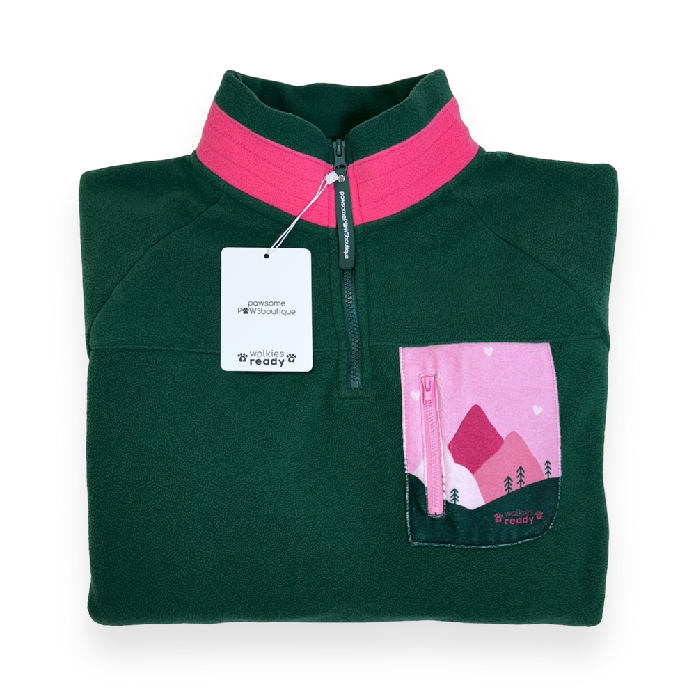 1/4 Zip Fleece - Walkies Ready® Fleece - Pink/Green