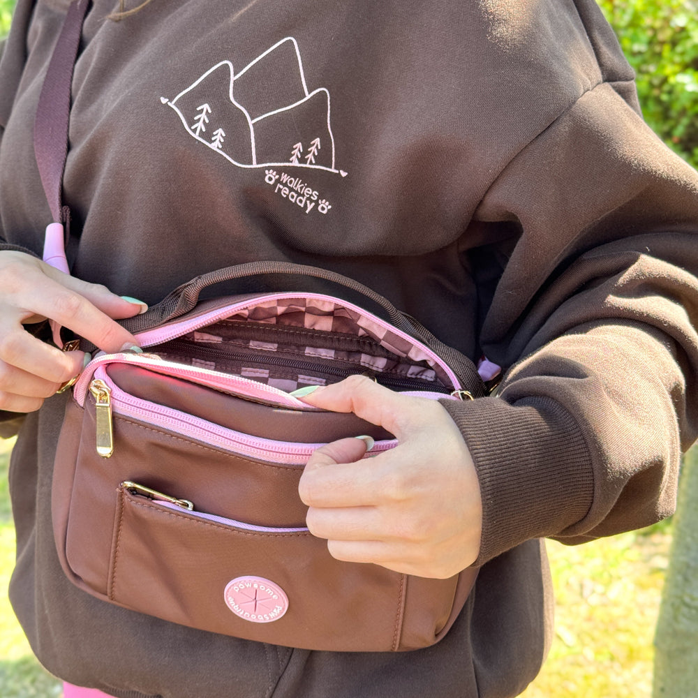 All In One Bumbag - Brown + Pink