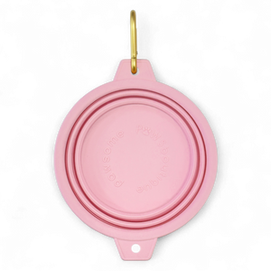 Collapsible Dog Bowl - Pink (Gold Clip)