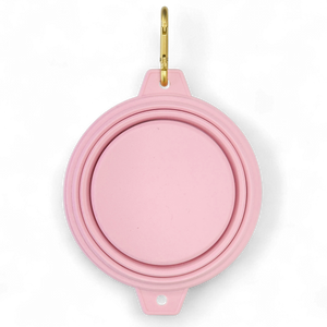 Collapsible Dog Bowl - Pink (Gold Clip)