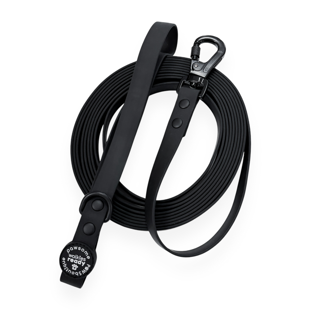 5m Waterproof Long Line Lead - Walkies Ready® Black