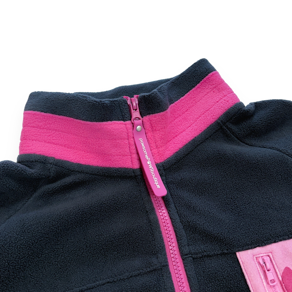 1/4 Zip Fleece - Walkies Ready® Fleece - Charcoal/Pink